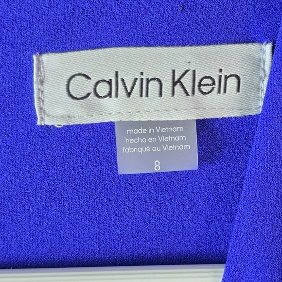 Calvin Klein Sheath Midi Dress Button-Trim Details Side-Slit Cobalt Blue Sz 8 - Picture 15 of 16